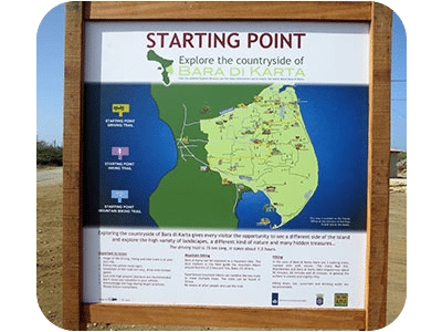 The sign signalling the start of the Bara di Karta trails.