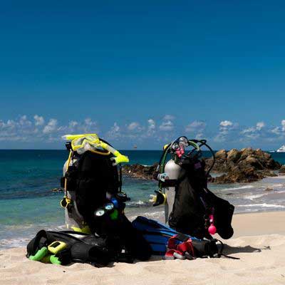 Setting up your gear for shore diving on Bonaire.