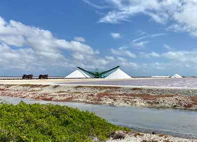 Bonaire's Pink salt flats and salt mountains