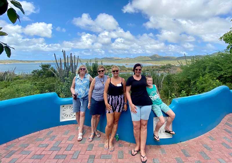 Michelle and the tour group overlooking Gotomeer Lake on Bonaire