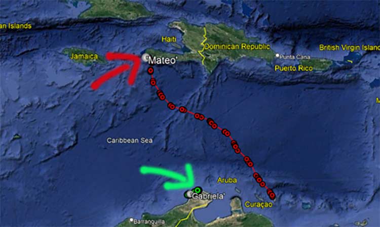 Mateo and Gabriela, two sea turtles tracked by satellite from Bonaire.